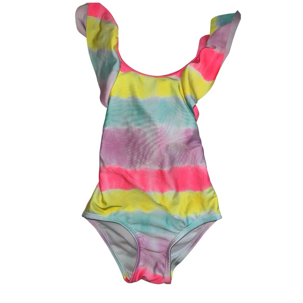 Cat & Jack Pink and Yellow Tie-Dye Swimsuit